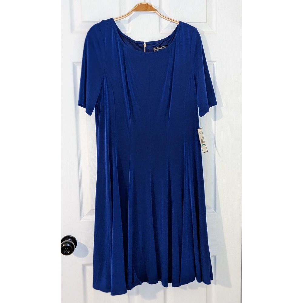 Jessica Howard Cobalt Dress Cocktail Party Career Gold Zip Size‎ 16 NWT
